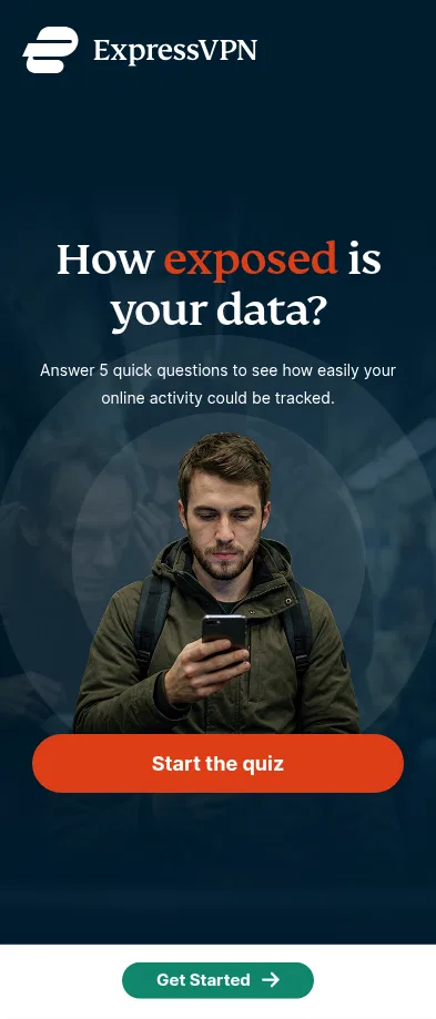 expressvpn.com/start/how-exposed-is-your-data on mobile, full screenshot