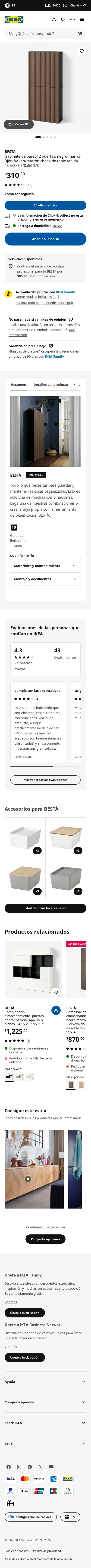 ikea.com/us/es/p/besta-gabinete-de-pared-2-puertas-negro-marron-bjoerkoeviken-marron-chapa-de-roble-tenida-s89421969 on mobile, full screenshot