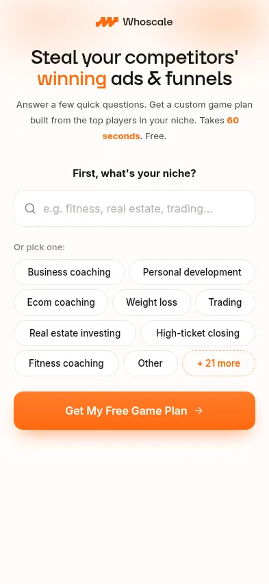 welcome.whoscale.io/f/worldwide on mobile, full screenshot