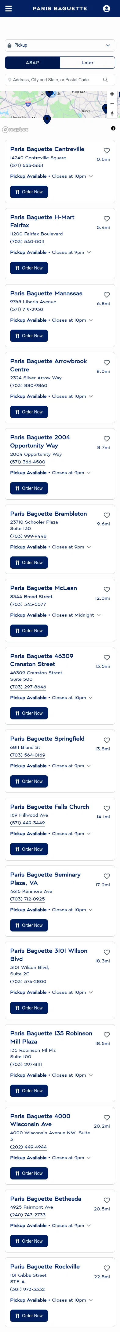 order.parisbaguette.com on mobile