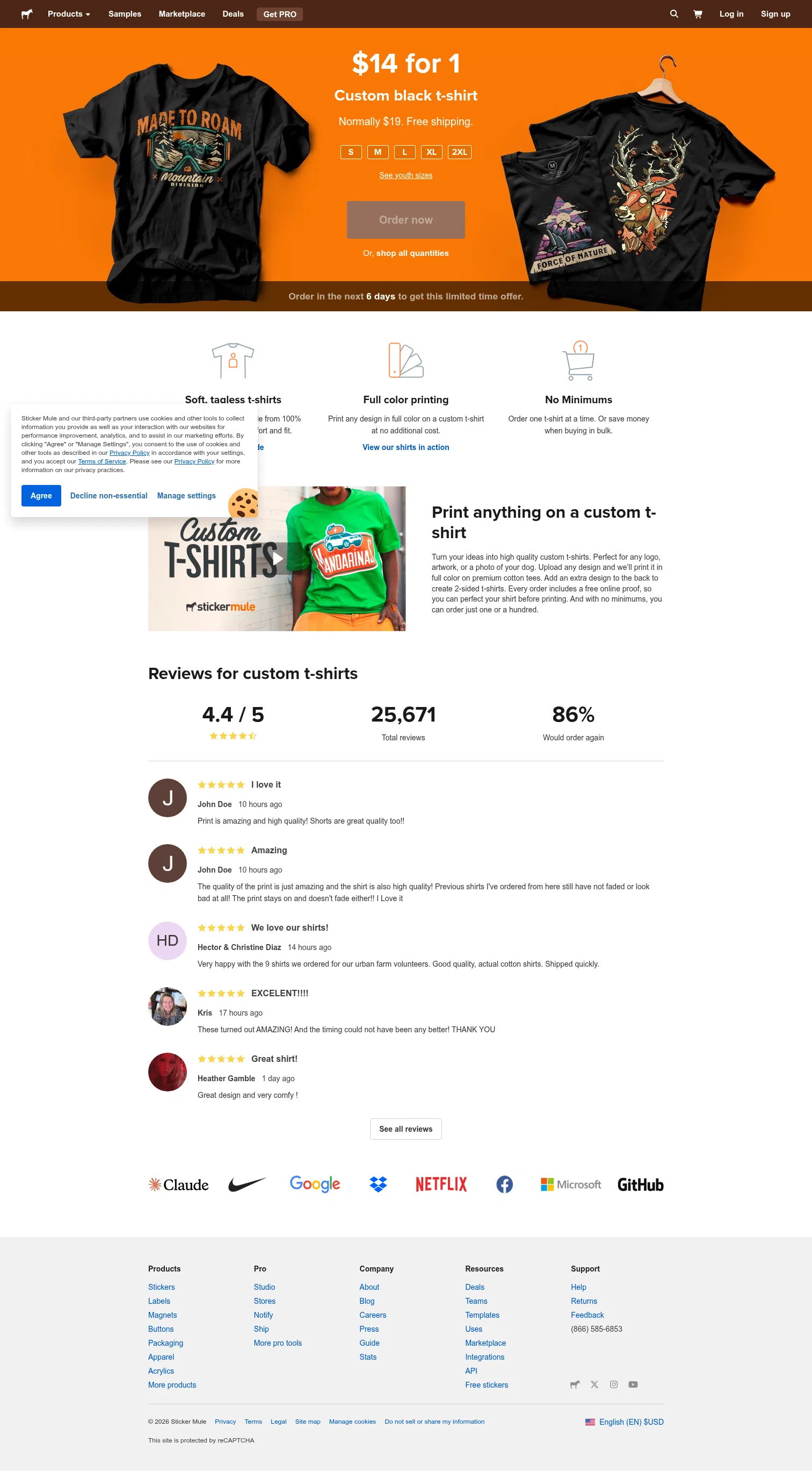 stickermule.com/deals on desktop, full screenshot