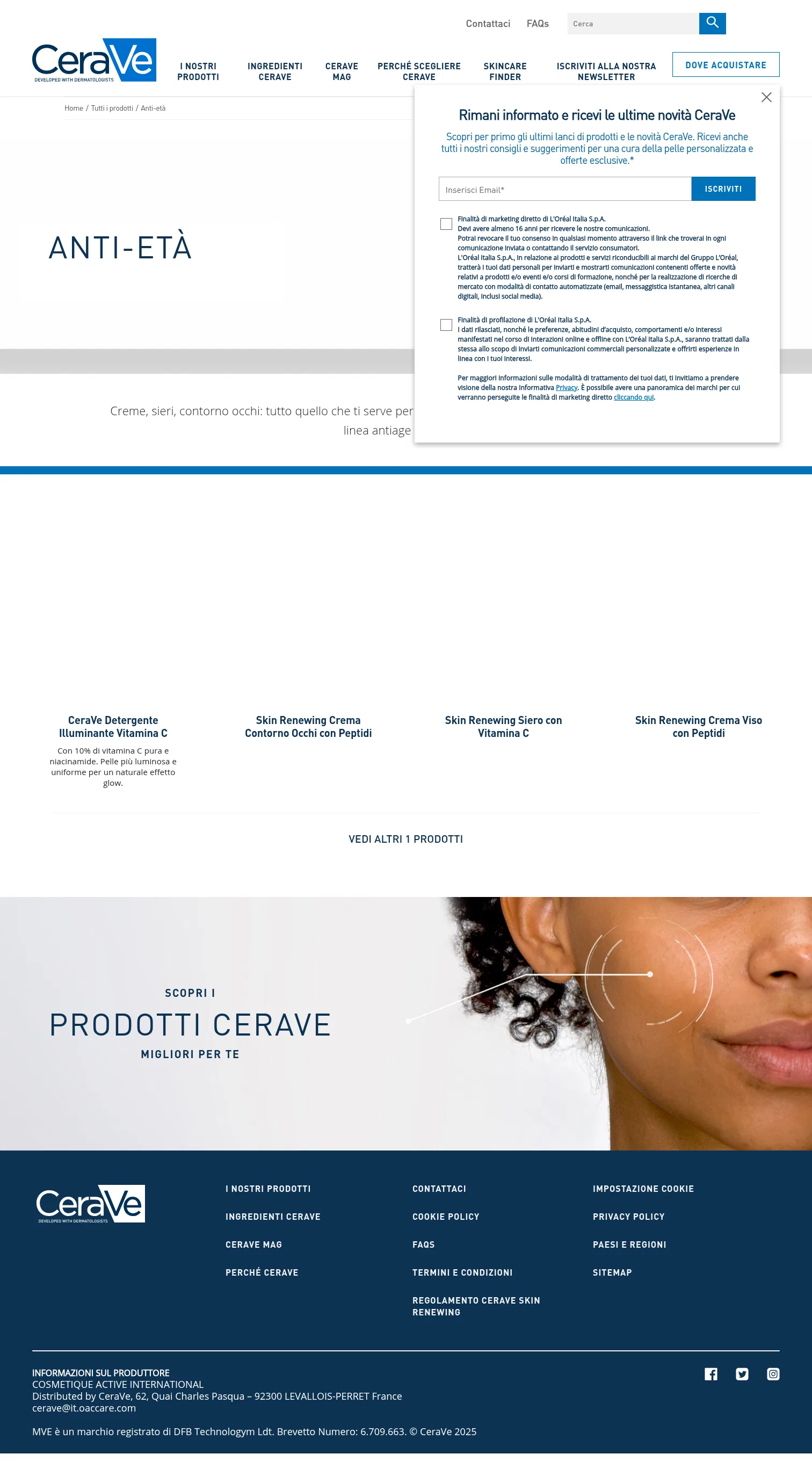 cerave.it/tutti-i-prodotti/antiage on desktop, full screenshot