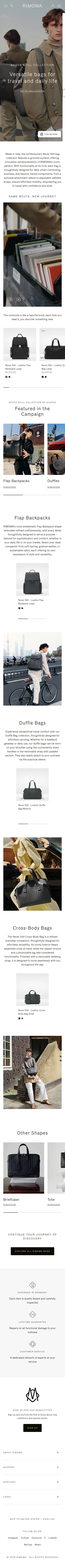 rimowa.com/never-still-introduction on mobile
