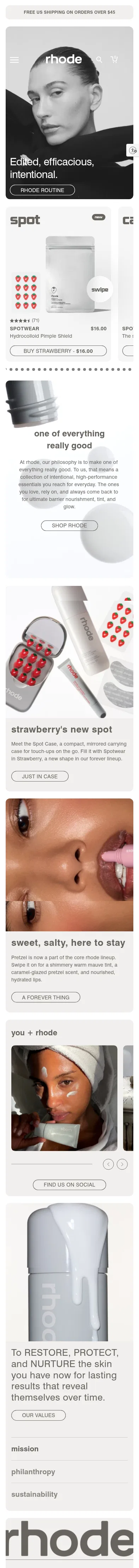 rhodeskin.com on mobile, full screenshot
