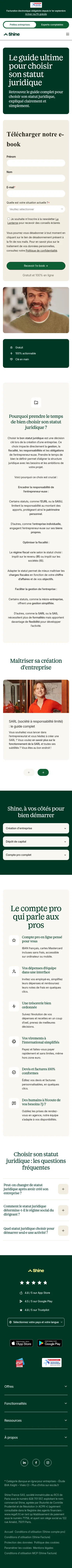 shine.fr/ebook-choisir-son-statut-juridique on mobile, full screenshot