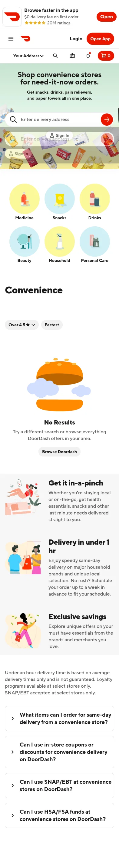 doordash.com/p/convenience-stores on mobile