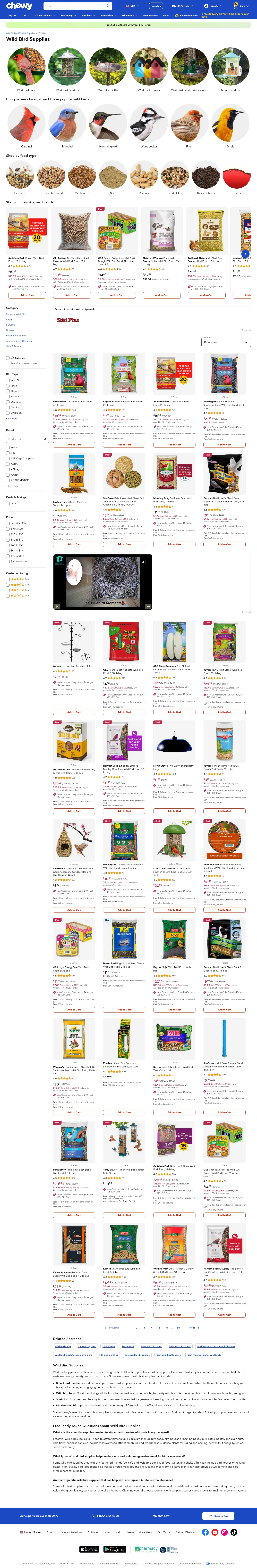 chewy.com/b/wild-bird-supplies-12931 on desktop, full screenshot