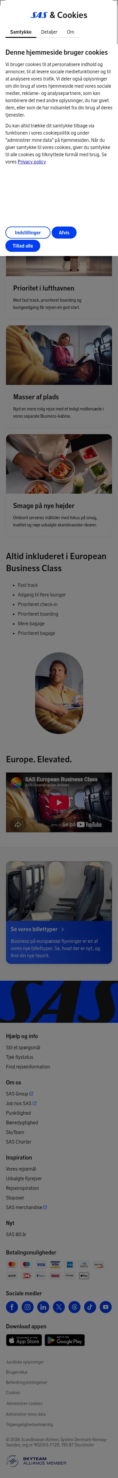 sas.dk/om-os/business-europa on mobile, full screenshot