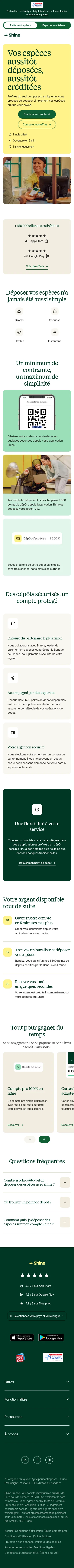 shine.fr/depot-especes on mobile, full screenshot