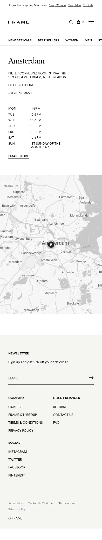 frame-store.com/pages/store/amsterdam-netherlands on mobile