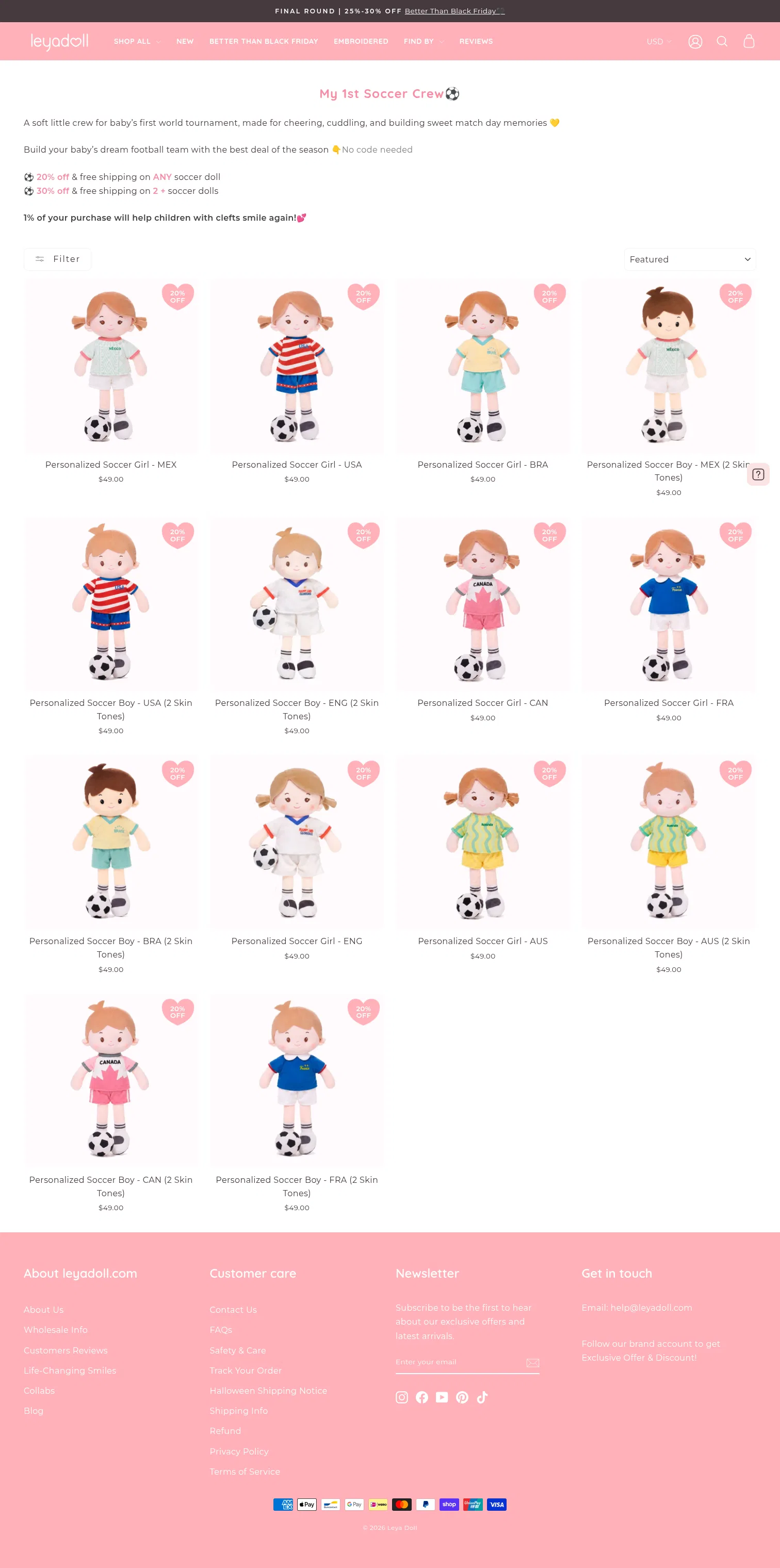 leyadoll.com/collections/career-dolls on desktop, full screenshot