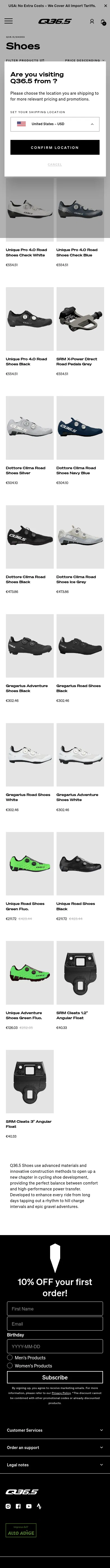 q36-5.com/en-eu/shoes on mobile, full screenshot