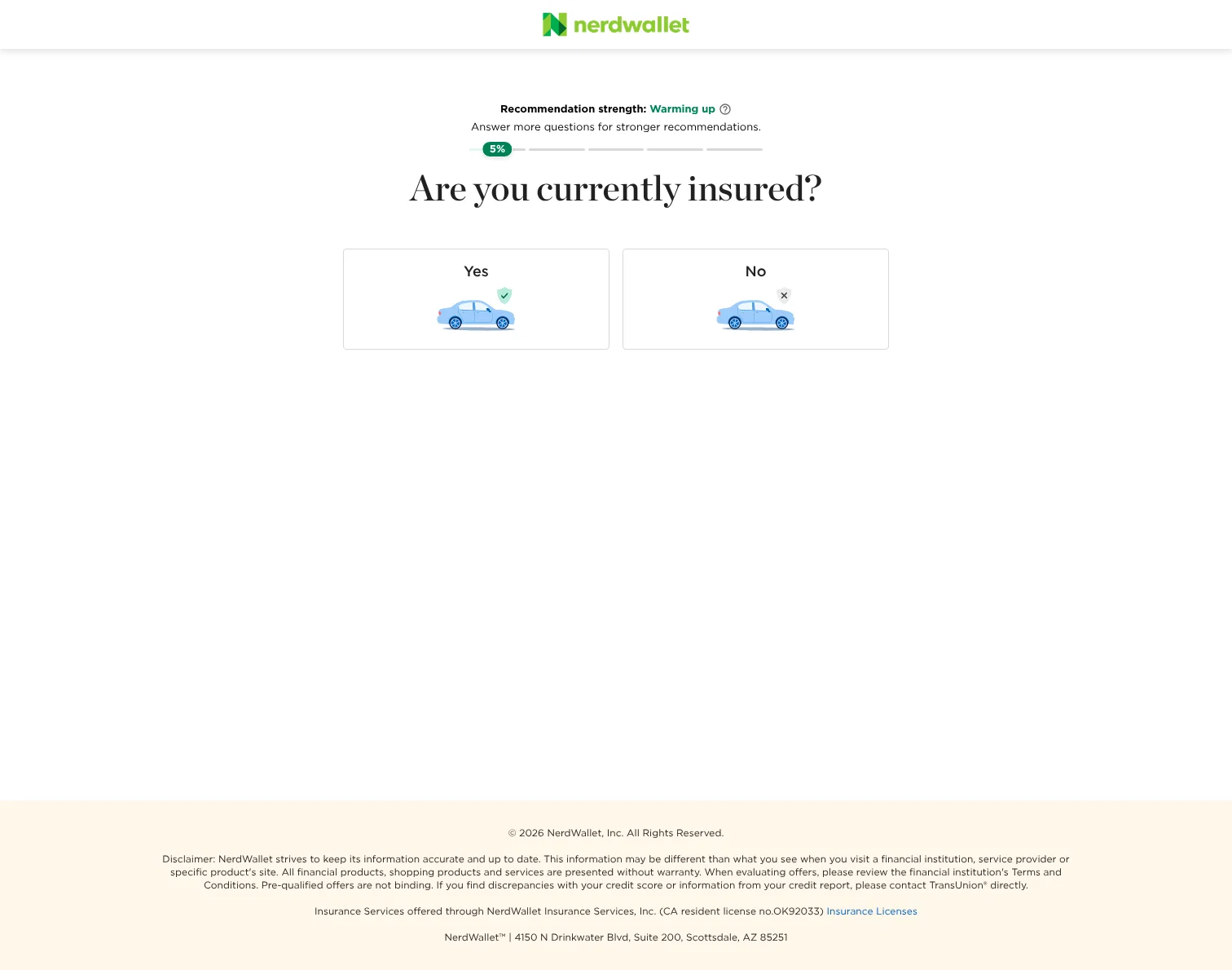 NerdWallet landing page