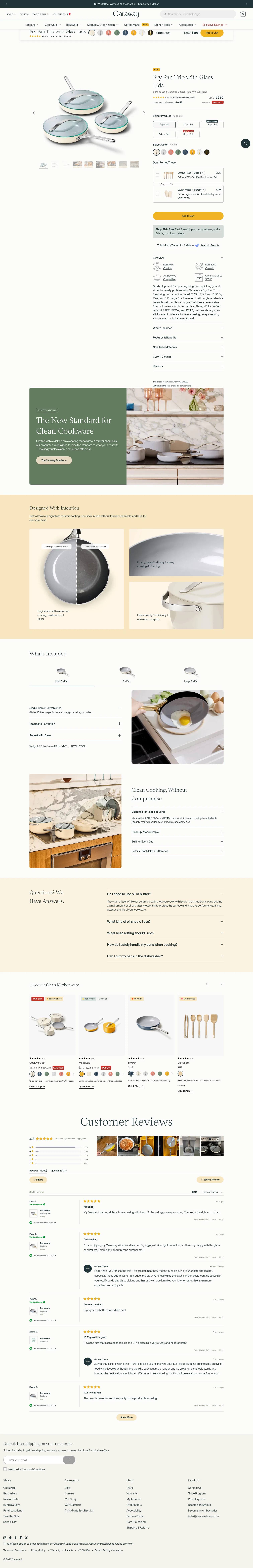 carawayhome.com/products/fry-pan-trio-with-glass-lids on desktop, full screenshot