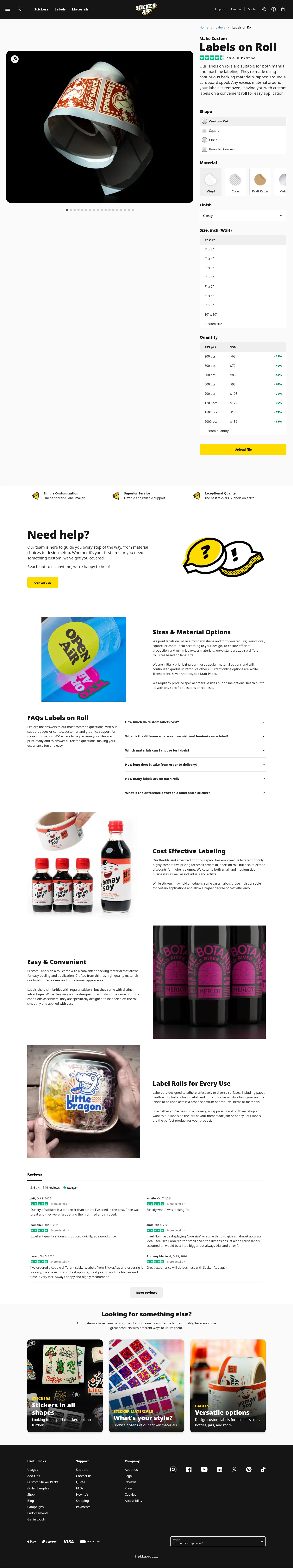 stickerapp.com/labels/labels-on-roll on desktop, full screenshot