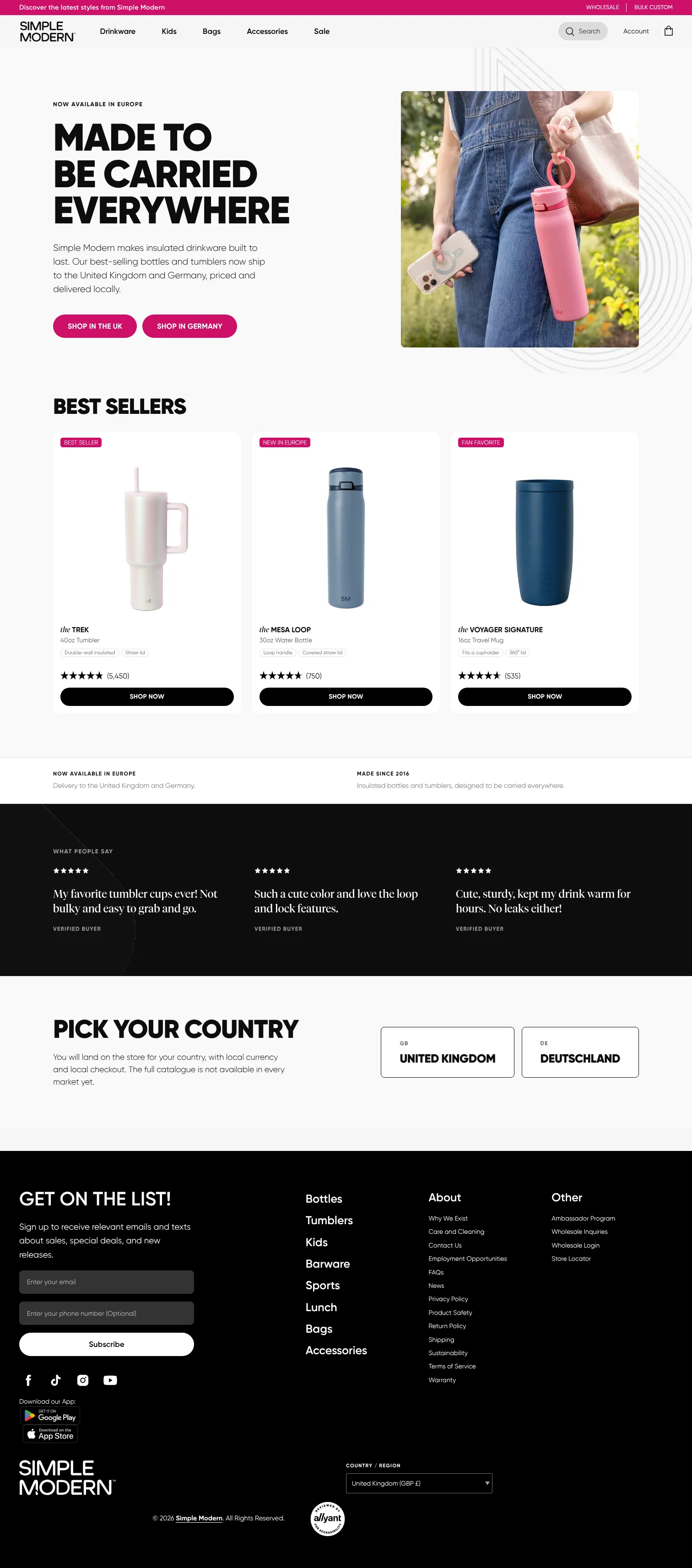 simplemodern.com/en-gb/pages/europe on desktop