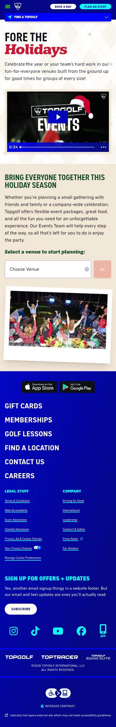 topgolf.com/us/plan-an-event/holiday-parties on mobile
