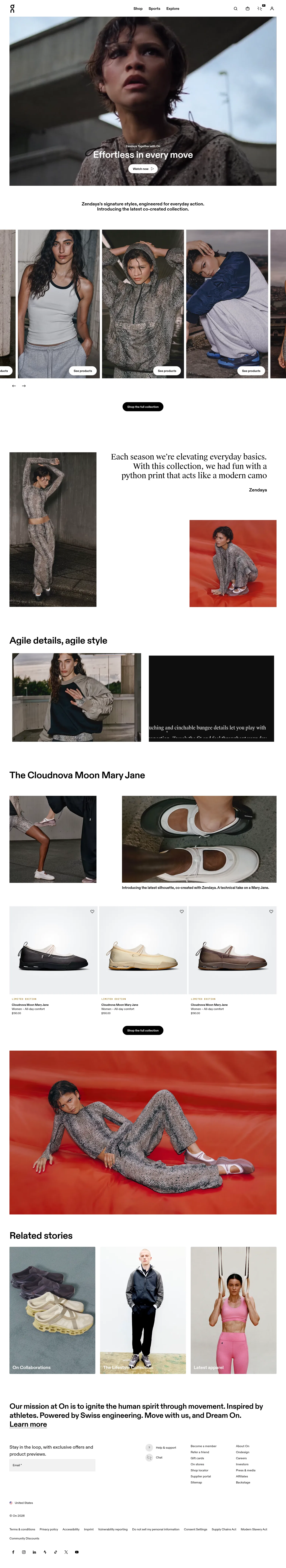on.com/en-us/collection/zendaya on desktop, full screenshot
