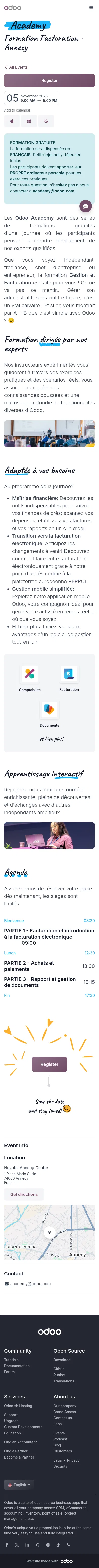 odoo.com/event/formation-facturation-annecy-12358/register on mobile, full screenshot