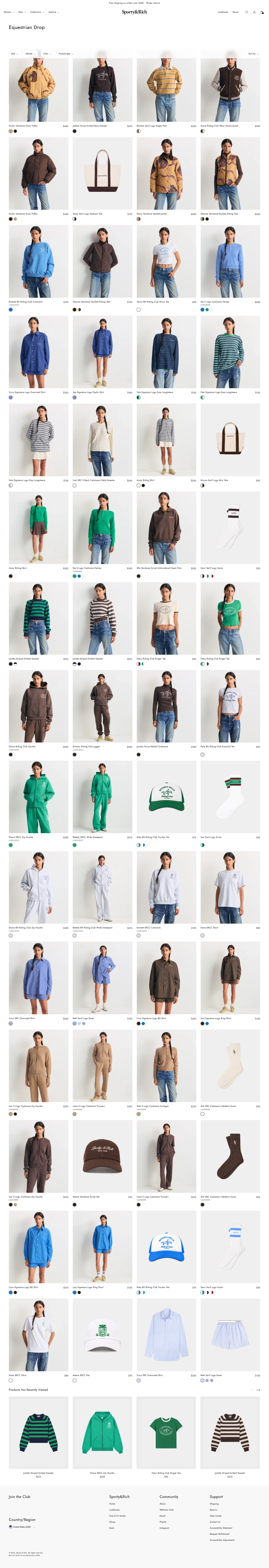 Sporty & Rich landing page