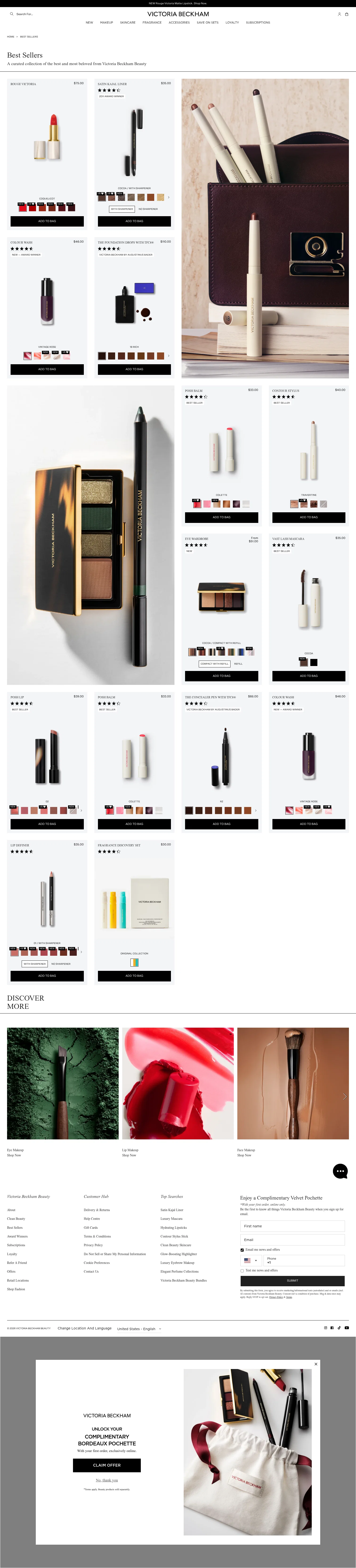 Victoria Beckham Beauty landing page