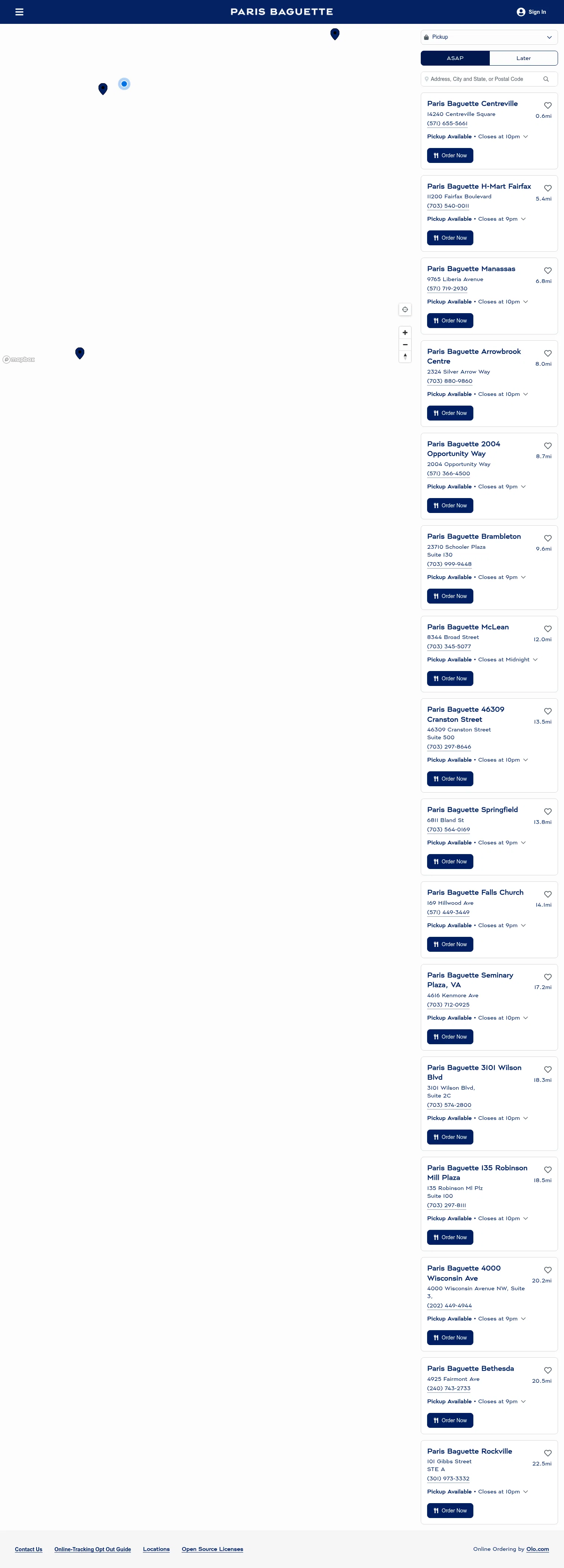 Paris Baguette landing page