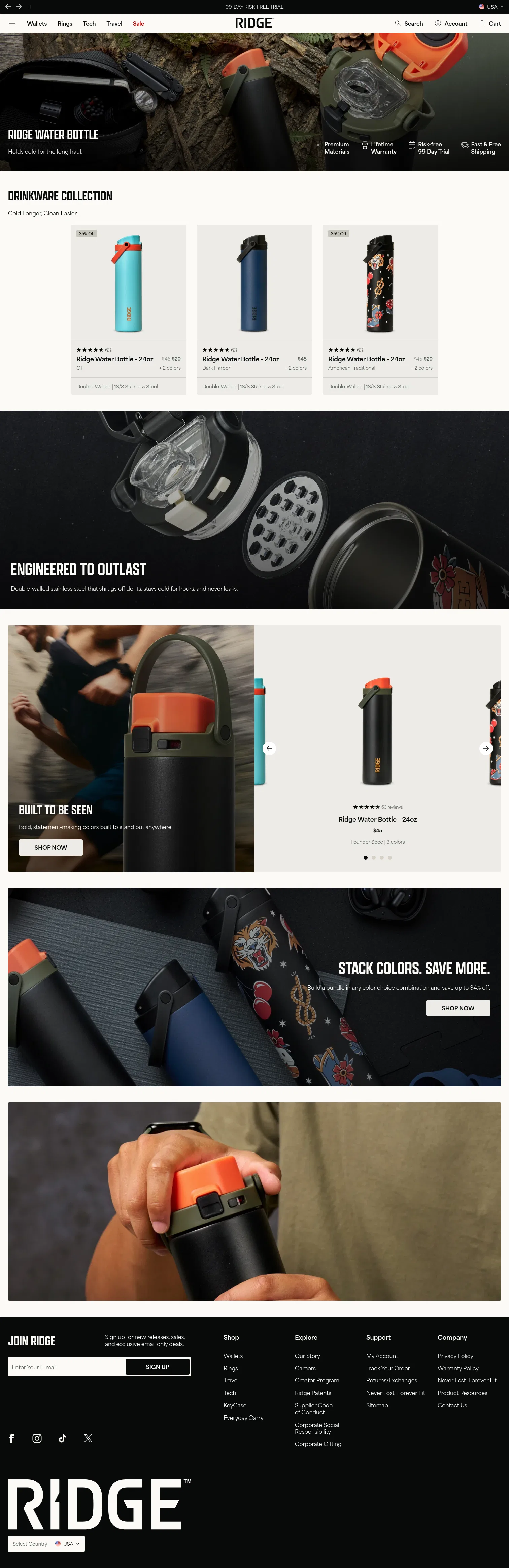 ridge.com/collections/drinkware-capsule on desktop, full screenshot