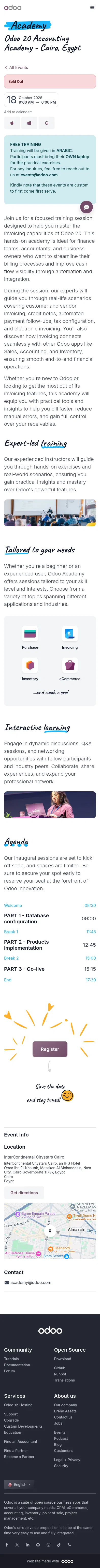 odoo.com/event/odoo-20-accounting-academy-cairo-egypt-12551/register on mobile, full screenshot