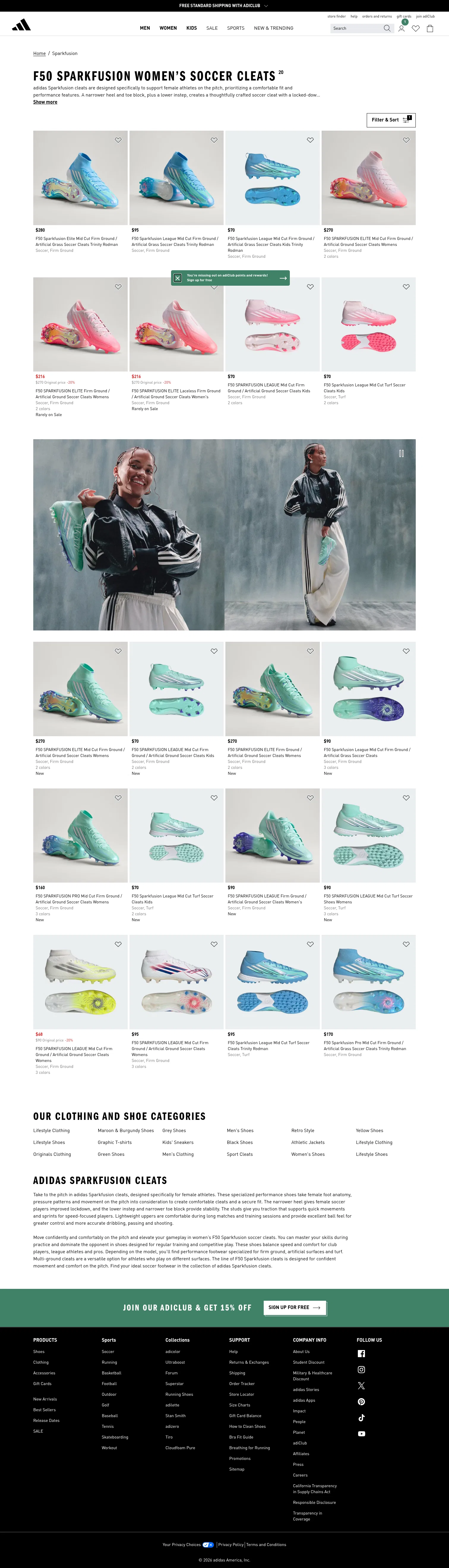 adidas.com/us/sparkfusion on desktop, full screenshot