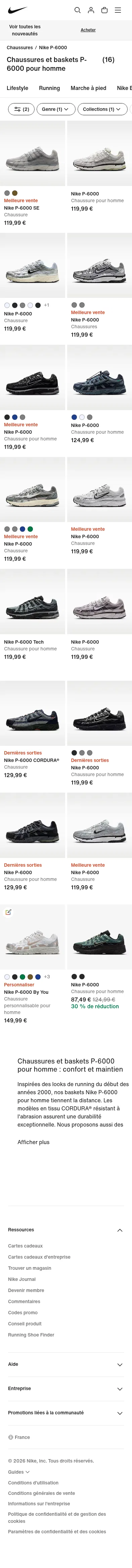 nike.com/fr/w/hommes-nike-p-6000-chaussures-4ff6cznik1zy7ok on mobile, full screenshot