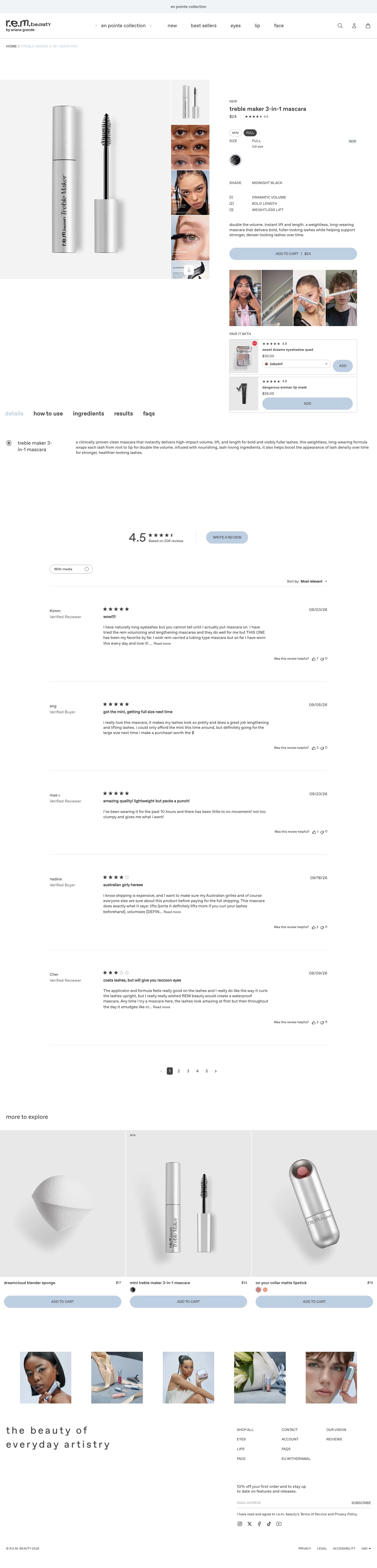 rem beauty landing page