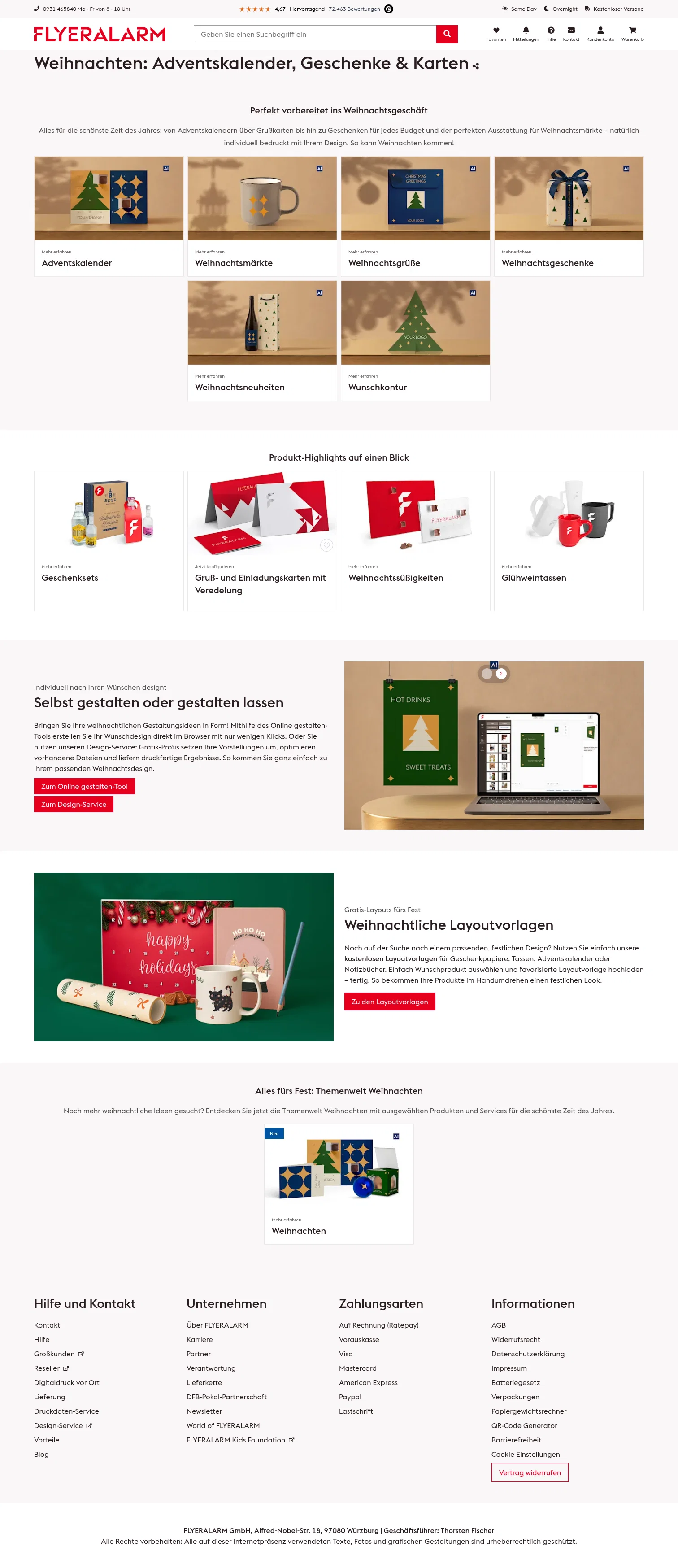 FLYERALARM landing page