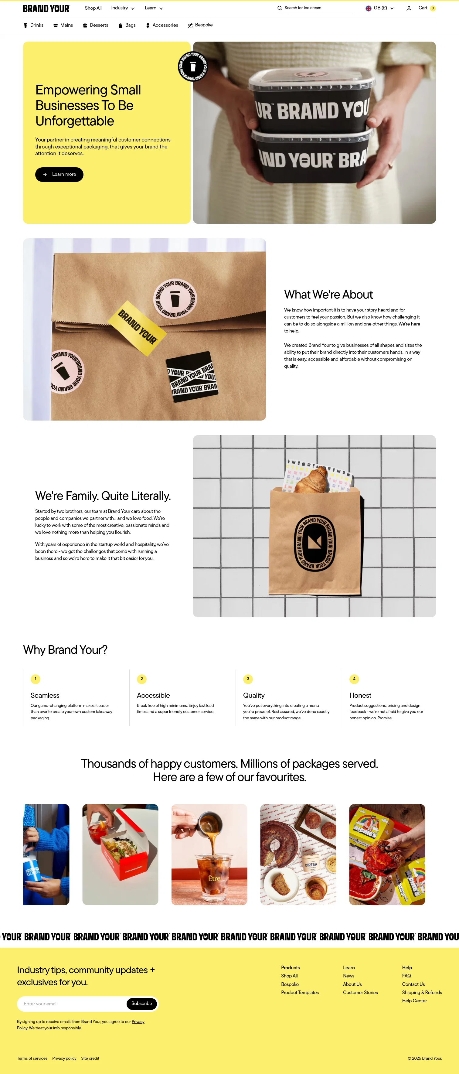 Brandyour landing page