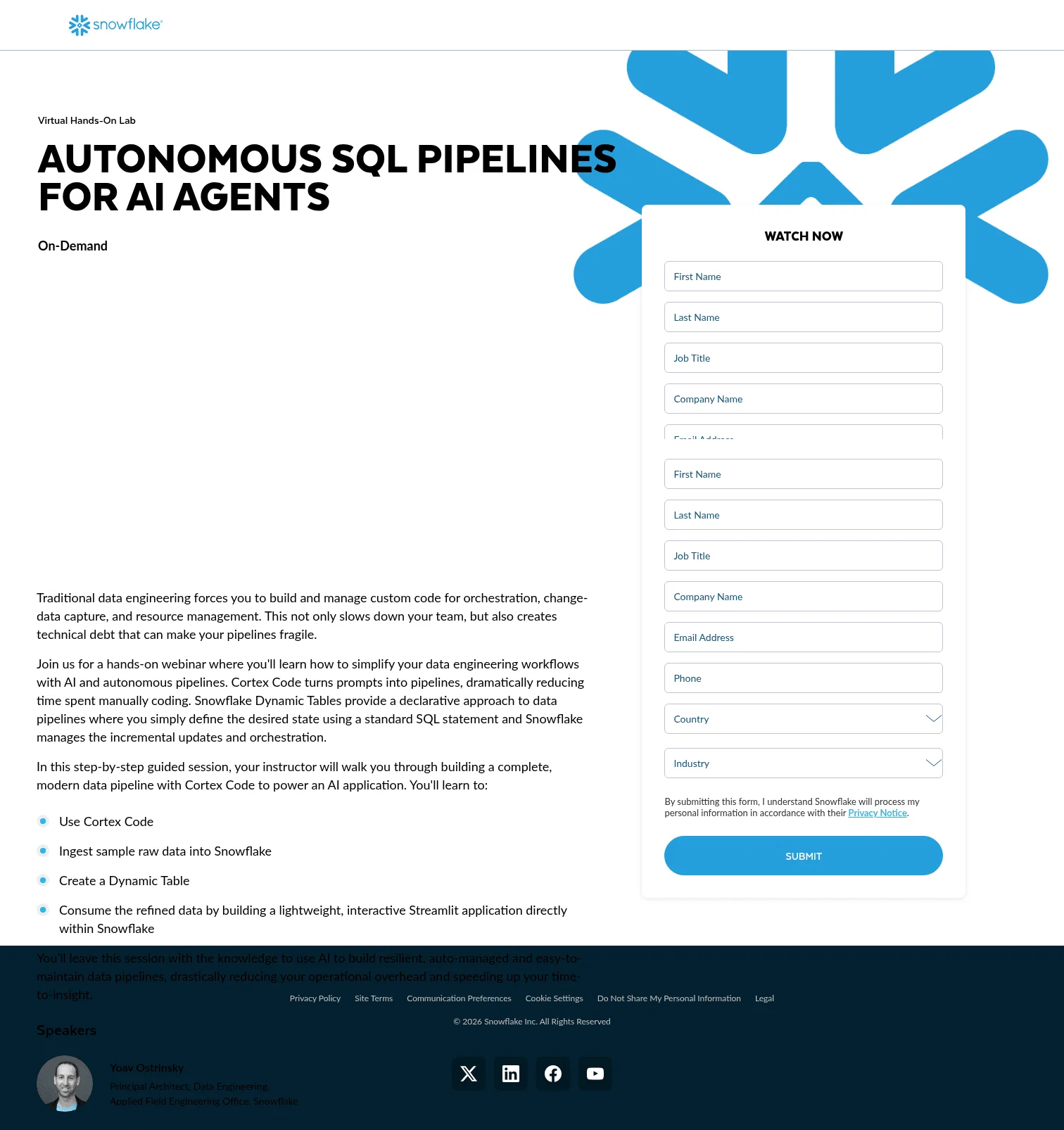 snowflake.com/en/webinars/virtual-hands-on-lab/autonomous-sql-pipelines-for-ai-agents-2026-09-22 on desktop