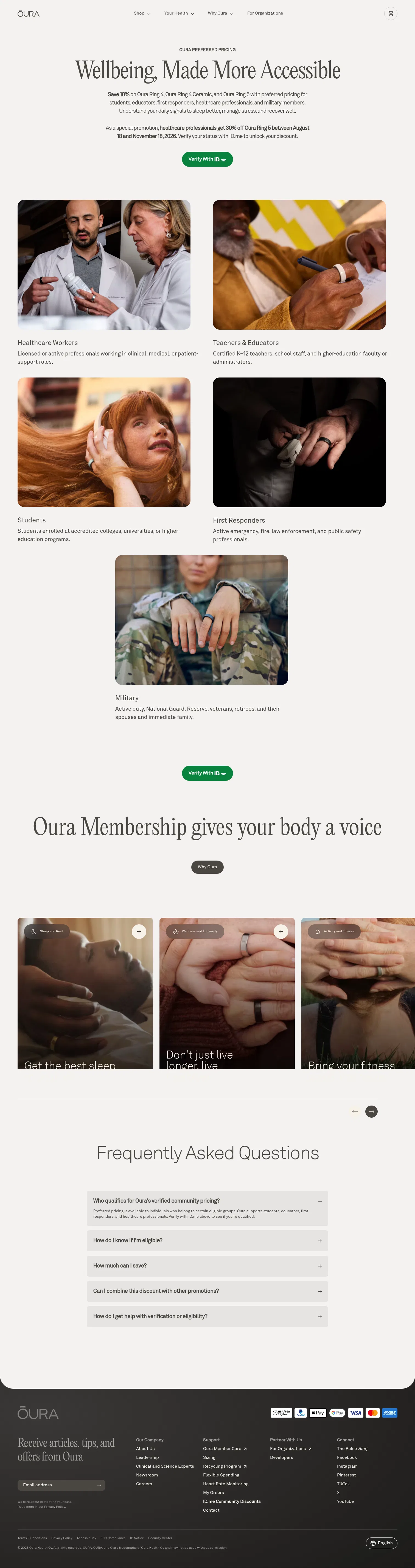 ouraring.com/oura-preferred-pricing on desktop, full screenshot