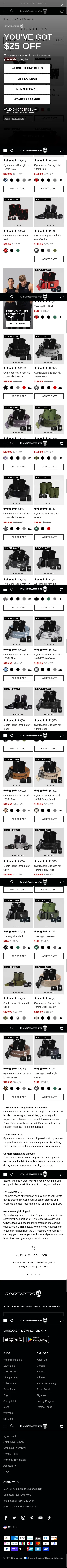 gymreapers.com/collections/strength-kits on mobile, full screenshot