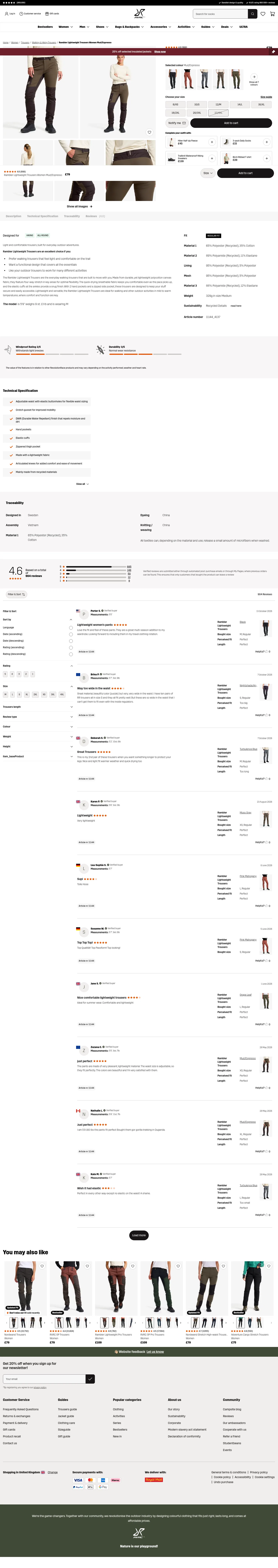revolutionrace.co.uk/women/trousers/walking-hiking-trousers/rambler-lightweight-pants-women on desktop, full screenshot