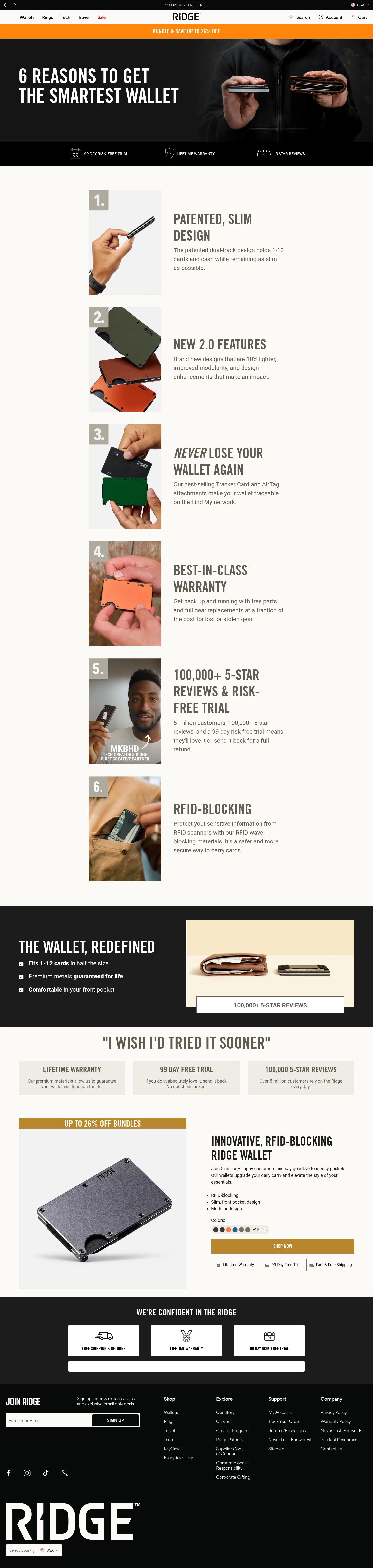 ridge.com/pages/edc-smart-wallet-5rlp on desktop, full screenshot
