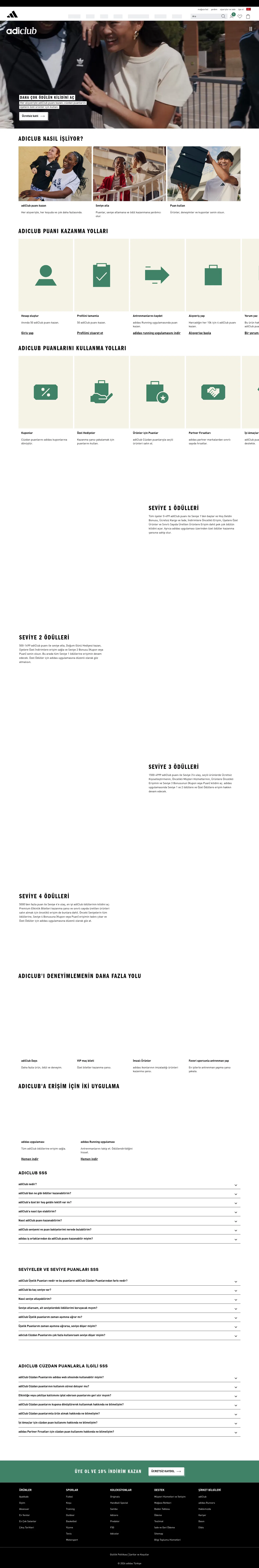 adidas.com.tr/tr/adiclub on desktop, full screenshot