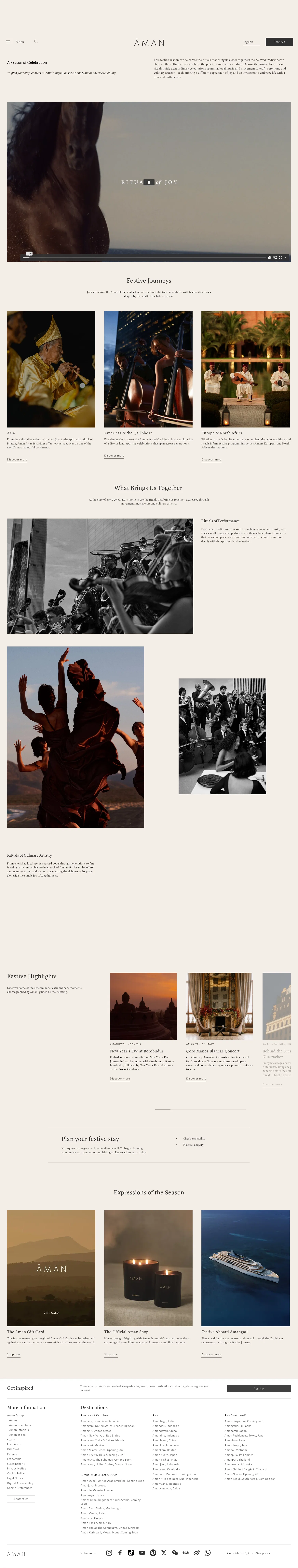 Aman Resorts landing page