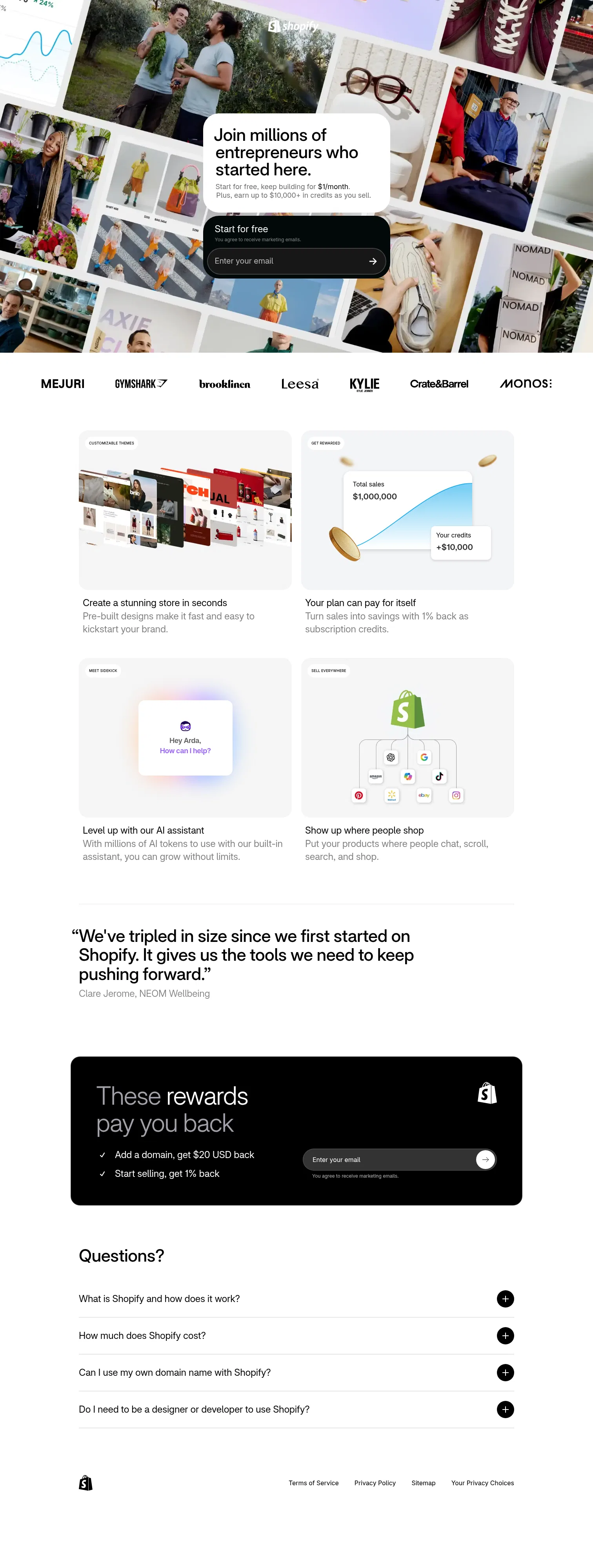 shopify.com/free-trial on desktop, full screenshot
