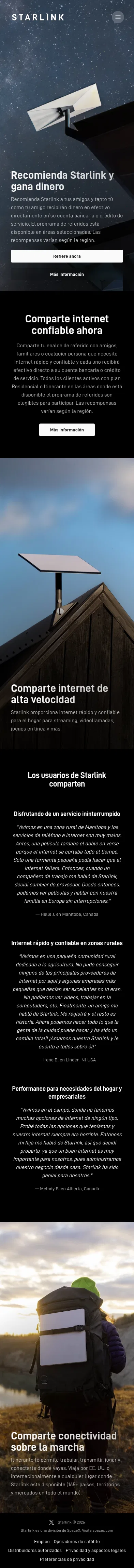 starlink.com/ar/referral on mobile, full screenshot