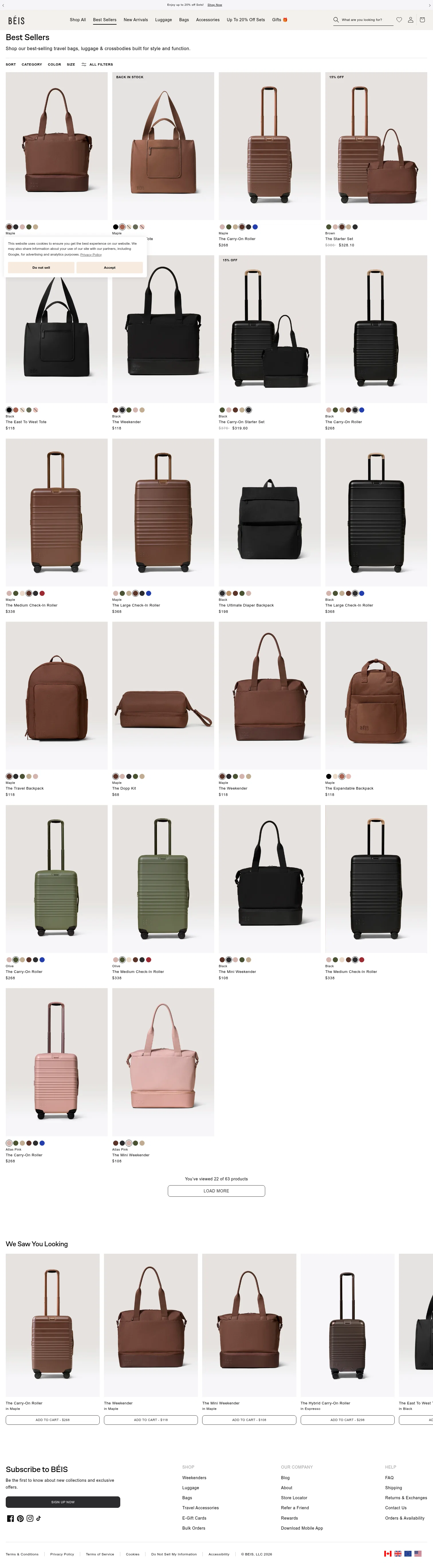 Béis landing page