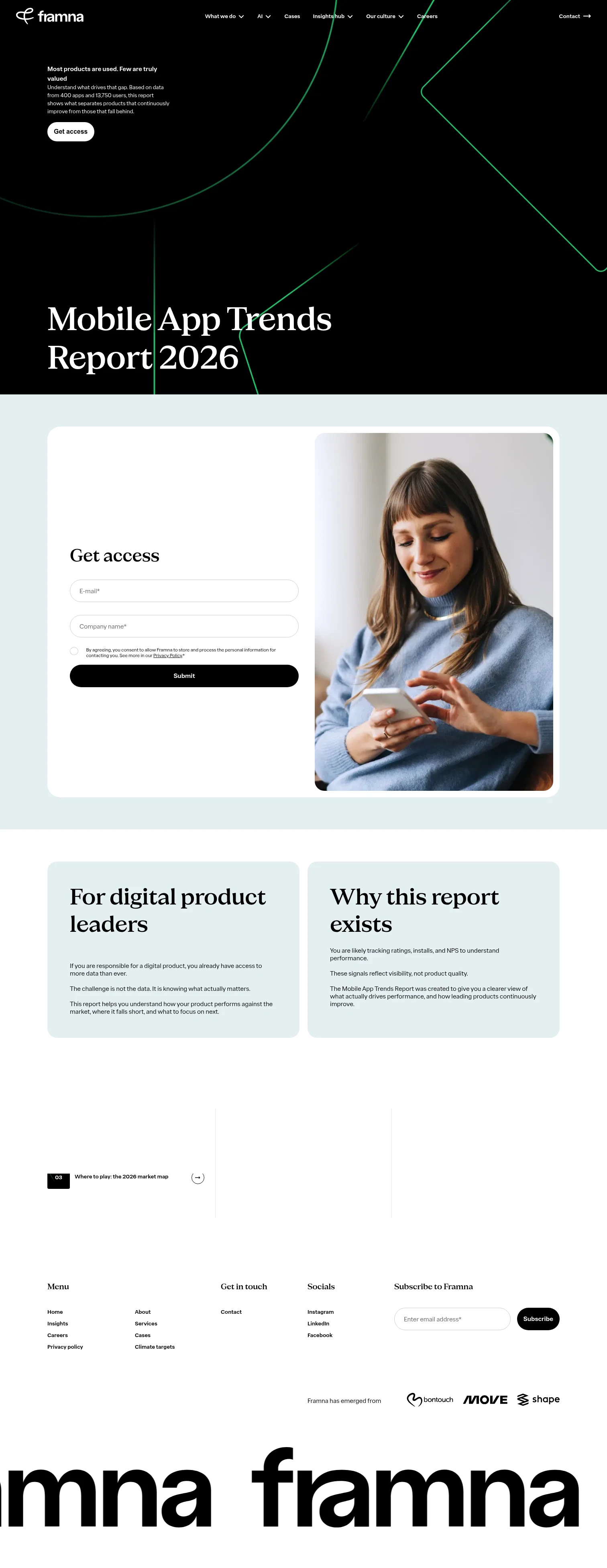 Framna landing page