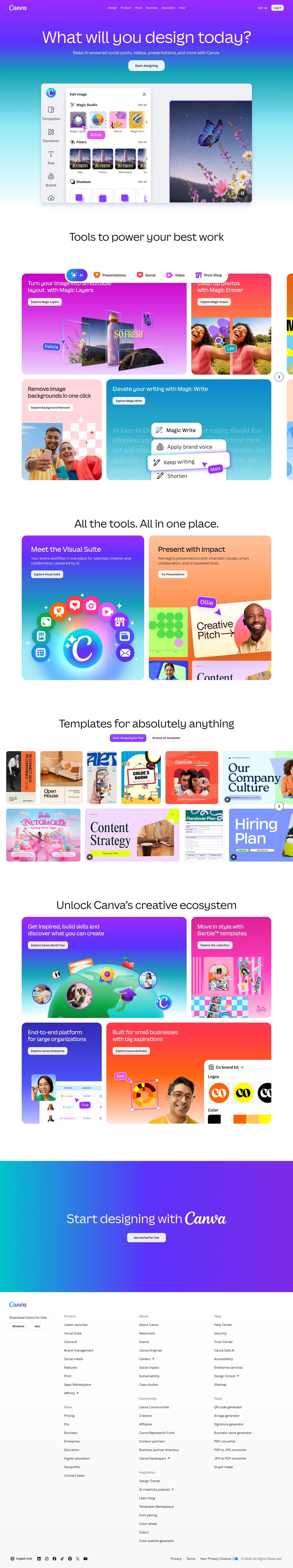 Canva landing page