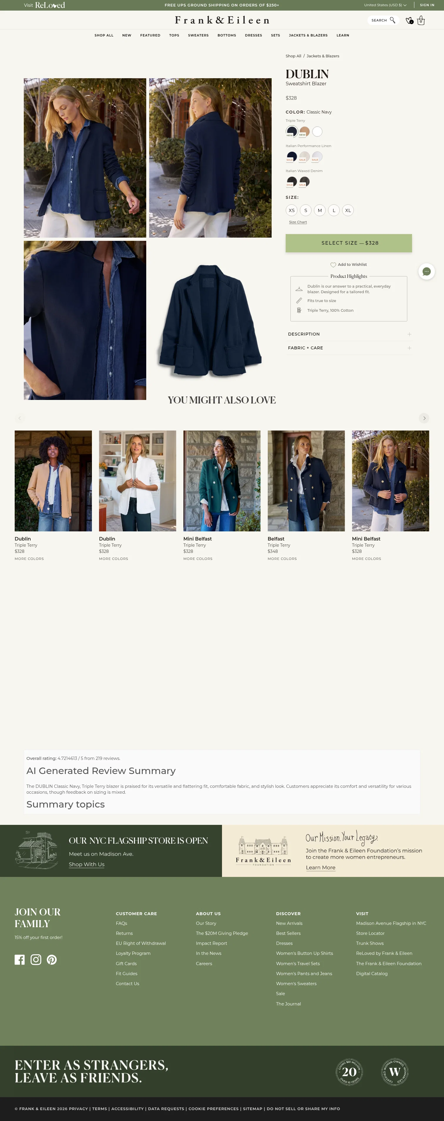 frankandeileen.com/products/dublin-classic-navy-triple-terry on desktop