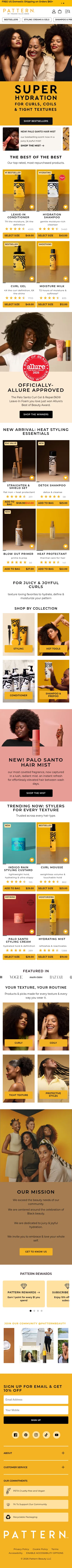 patternbeauty.com on mobile, full screenshot