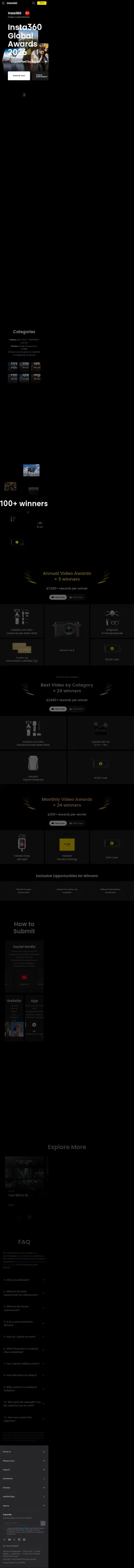 insta360.com/awards on mobile, full screenshot