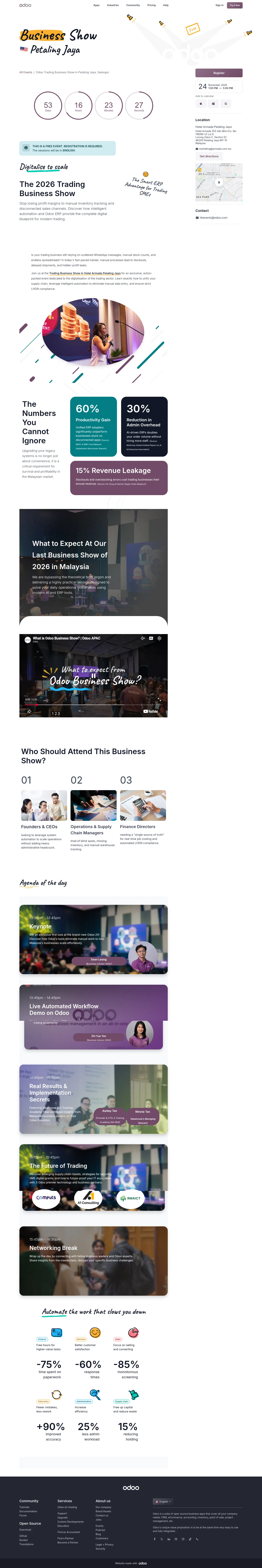 odoo.com/event/selangor-trading-business-show-2026-12420/register on desktop, full screenshot