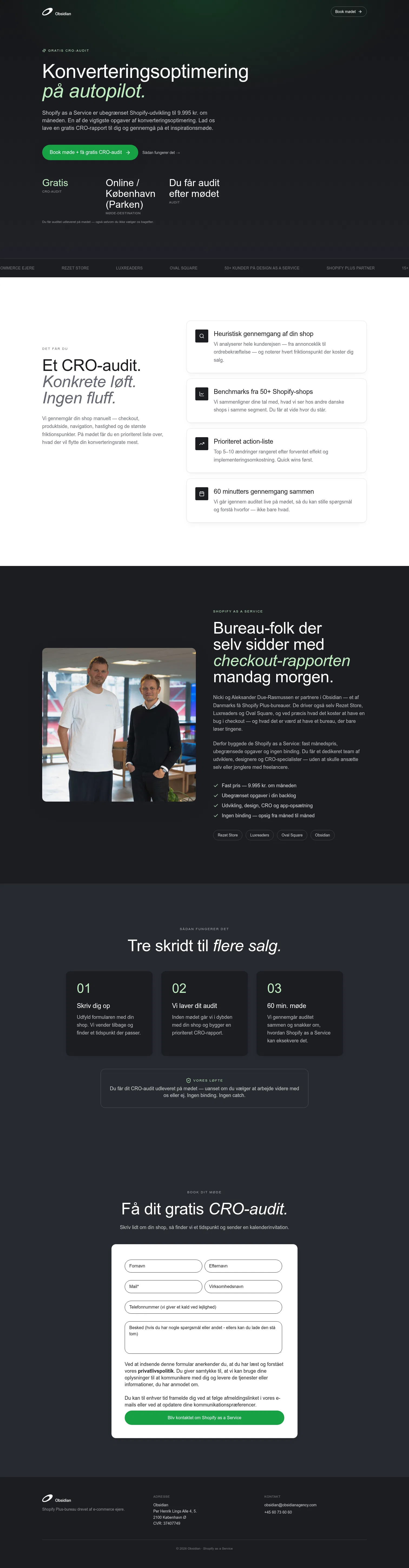 shopifyasaservice.dk/cro on desktop, full screenshot